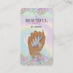 Carte De Visite salon holographique ongle femme main nails technic