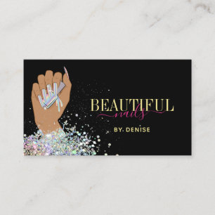 Carte De Visite salon holographique ongle femme main nails technic