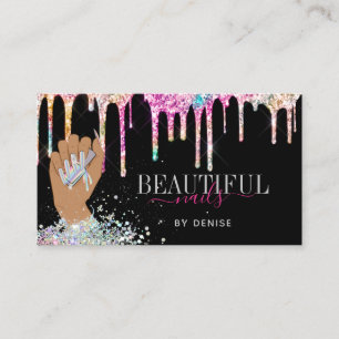 Carte De Visite salon holographique ongle femme main nails technic