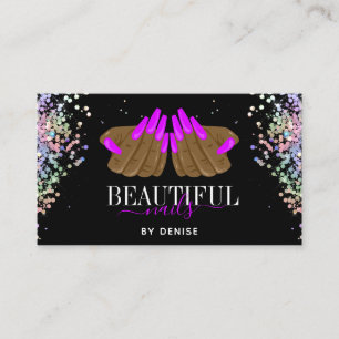 Carte De Visite salon holographique ongle femme main nails technic