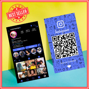 Carte De Visite Salon Instagram bleu   Social Media QR Code
