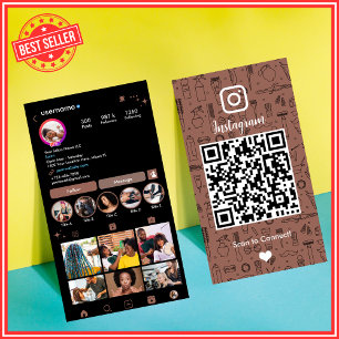 Carte De Visite Salon Instagram QR Terracotta sur les médias socia