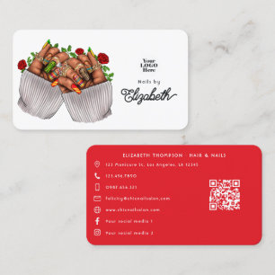 Carte De Visite Salon mexicain vibrant de griffes à ongles