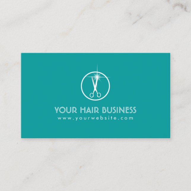 Carte De Visite Salon minimaliste de ciseau Turquoise moderne (Devant)