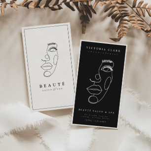Carte De Visite Salon minimaliste moderne ivoire/noir et Spa