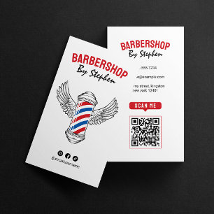 Carte De Visite Salon minimaliste moderne Red Barbershop coiffeur