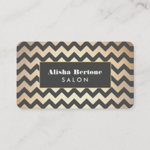 Carte De Visite Salon Motif Gold et Black Chevron et Spa