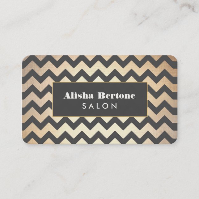 Carte De Visite Salon Motif Gold et Black Chevron et Spa (Devant)