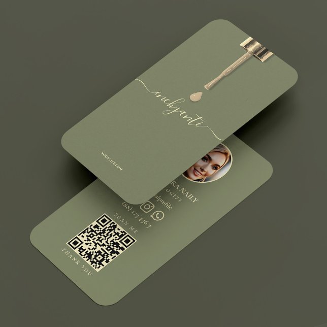 Carte De Visite Salon Nail Tech Sage Minimal (Nail Tech Nail Salon Sage Minimal Business Card
)