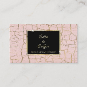 Carte De Visite Salon Noir Crackle Rose