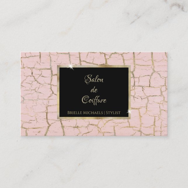 Carte De Visite Salon Noir Crackle Rose (Devant)