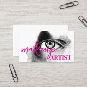 Carte De Visite Salon Noir Moderne Artiste de maquillage Lèvres Ro