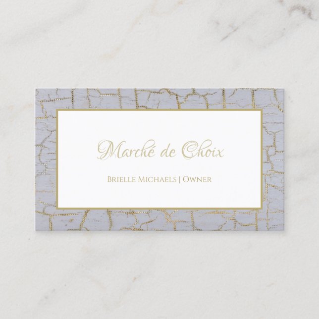 Carte De Visite Salon Peinture Craquelée Gris Or (Devant)
