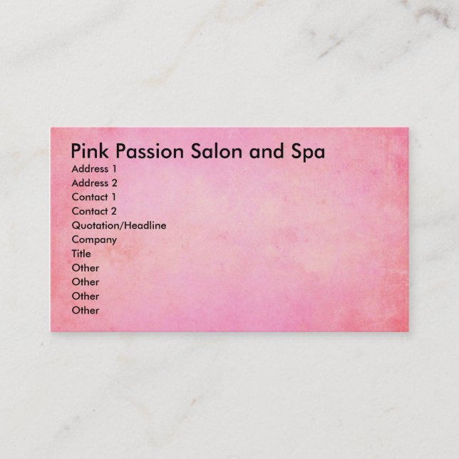Carte De Visite Salon Pink Passion et Spa (Devant)