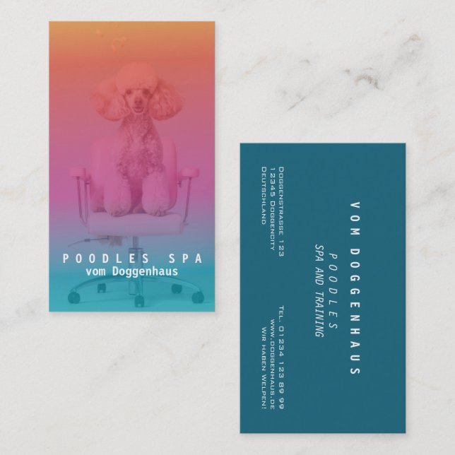 Carte de Visite Salon Pink Poodle (Devant / Derrière)