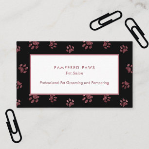 Carte De Visite Salon pour Animaux Paillettes Empreintes de Patte