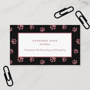 Carte De Visite Salon pour Animaux Rose Gold Empreintes de Patte N