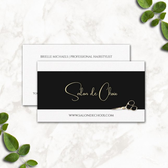 Carte De Visite Salon professionnel des cheveux ciseaux or Hairsty (Professional Hair Salon Gold Scissors Hairstylist Business Cards)