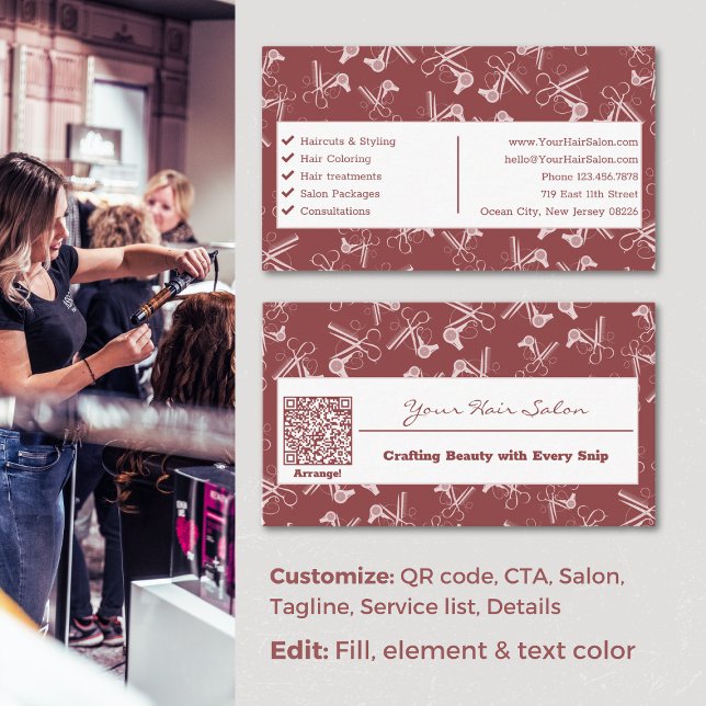 Carte De Visite Salon professionnel fumé Topaz et cheveux roses (Professional Smoky Topaz & Pink Hair Salon Business Card)