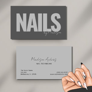 Carte De Visite Salon professionnel Nail Tech Typographie gris
