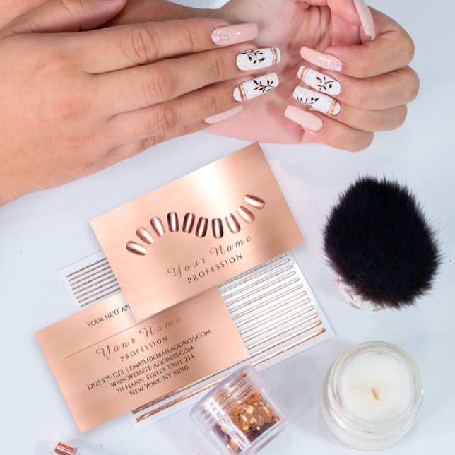 Carte De Visite Salon professionnel Nails Manicurist Rose Gold (Professional Nails Salon Manicurist Rose Gold Business Card)