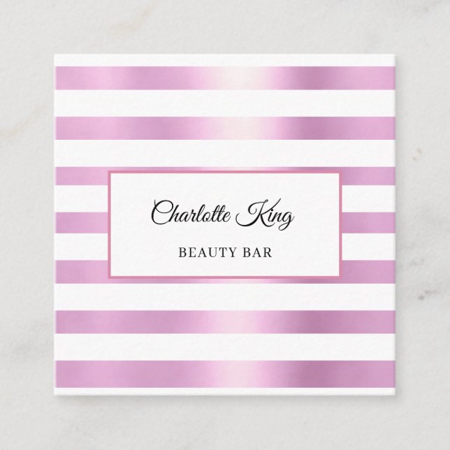 Carte de visite Salon Rose White Stripes (Devant)