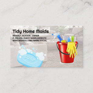 Carte De Visite Salon   Seau plein de produits de nettoyage