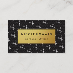 Carte De Visite Salon Shears Gold Frame Black Arrière - plan géomé