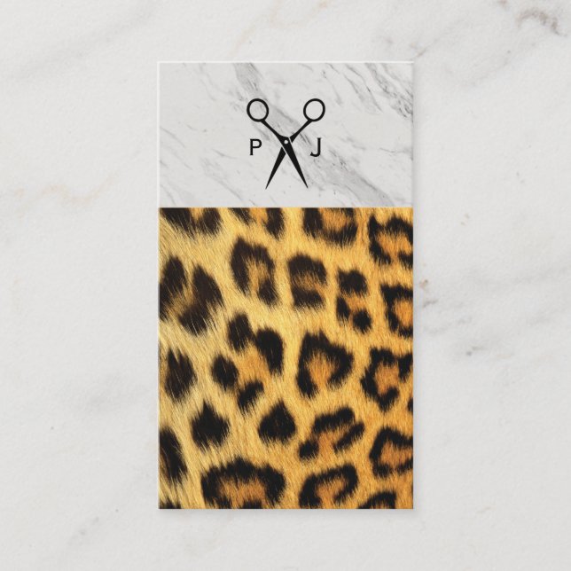 Carte De Visite Salon Shears Monogramme Marbre Trim Cheetah (Devant)
