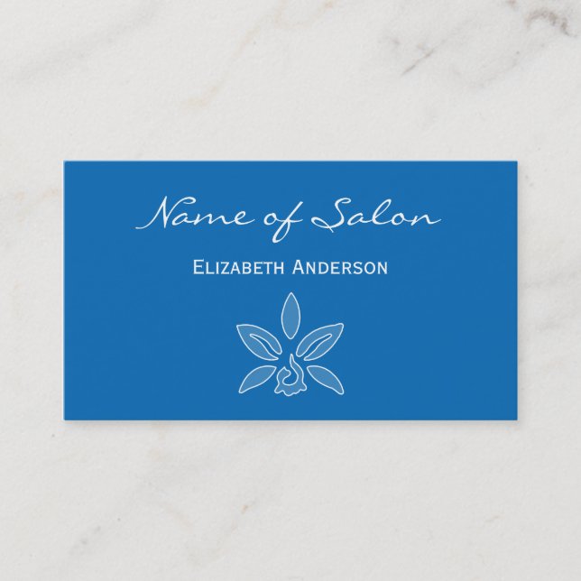 Carte De Visite Salon simple et chic dans le bleu éclatant Floral (Devant)