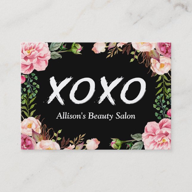 Carte De Visite Salon SPA de beauté XOXO Élégant enveloppement flo (Devant)