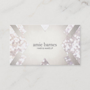 Carte De Visite Salon & Spa Festif Blanc Bokeh Silver Geometrique