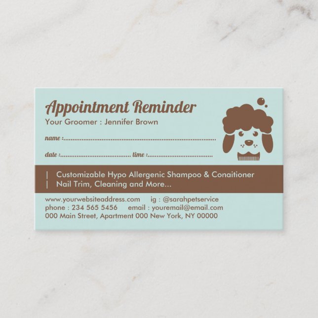 Carte De Visite Salon Spa pour animaux de compagnie Rendez-vous Gr (Devant)