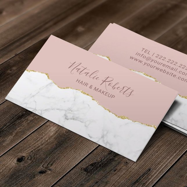 Carte De Visite Salon tendance Blush Rose Gold & Marble Beauty Sal (Créateur téléchargé)