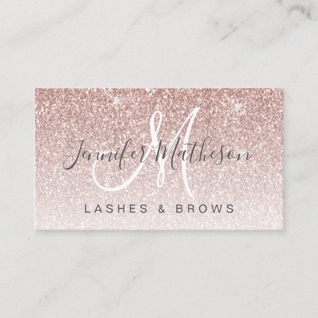 Carte De Visite Salon tendance Rose Gold Parties scintillant Lashe (Devant)