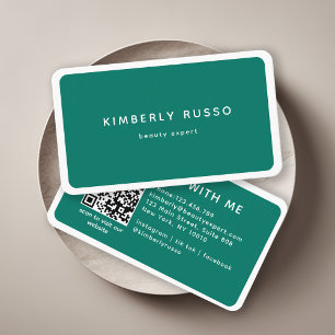 Carte De Visite Salon vert moderne tendance avec QR code