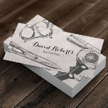 Carte De Visite Salon vintage Ciseau & Sèche-Cheveux Liste de chev<br><div class="desc">Liste de cheveux ciseaux Vintages et sèche-cheveux Cartes de visite d'illustration.</div>