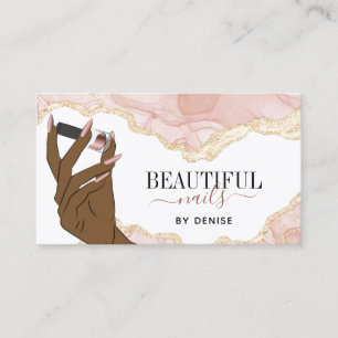 Carte De Visite salons à ongles rose vif femme technicienne à ong