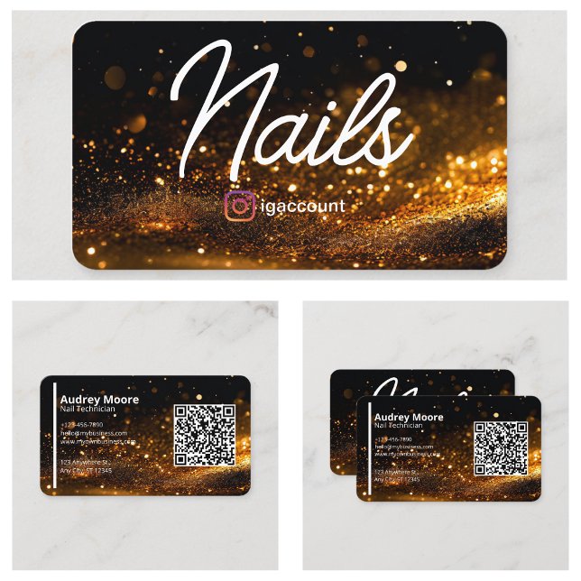 Carte De Visite Salons de Beauté Code QR Professionnel Technicien  (Beauty Salons Professional QR Code Nail Tech Business Card
)