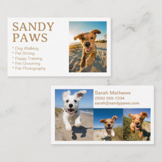 Carte De Visite Sandy Paws Chien Marcher Animaux de compagnie Phot
