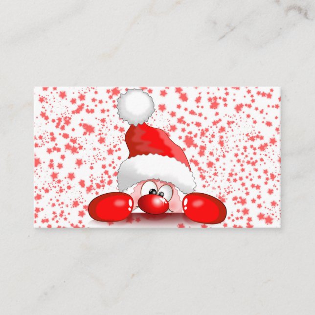 Carte De Visite Santa Cartoon Cute Peeking Character © BluedarkArt (Devant)