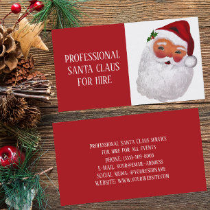 Carte De Visite Santa Claus Xmas Red Hire Sleigh Professionnel