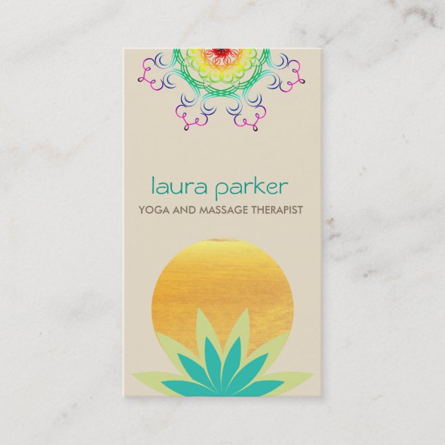Carte De Visite Santé curative de Lotus de fleur de yoga vert de (Devant)