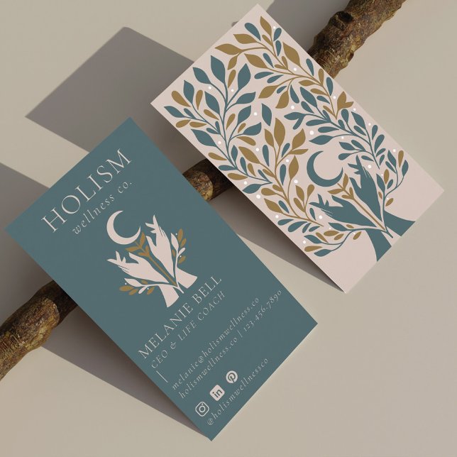Carte De Visite Santé et bien-être holistique Mains de guérison Cé (Holistic Health & Wellness Healing Hands Celestial Business Card)