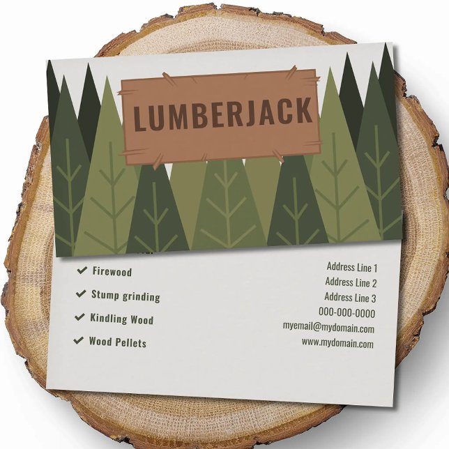 Carte De Visite Sapins - Bûcheron (Fir Trees - Lumberjack Business Card)