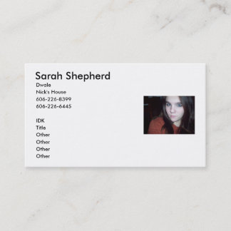 Carte De Visite sara2, berger de Sarah, Dwale, la Chambre de Nick,