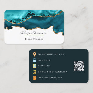 Carte De Visite Sarcelle - Code QR en pierre d'agate turquoise et