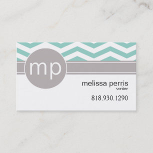 Carte De Visite Sarcelle d'hiver chic du monogramme   de Chevron