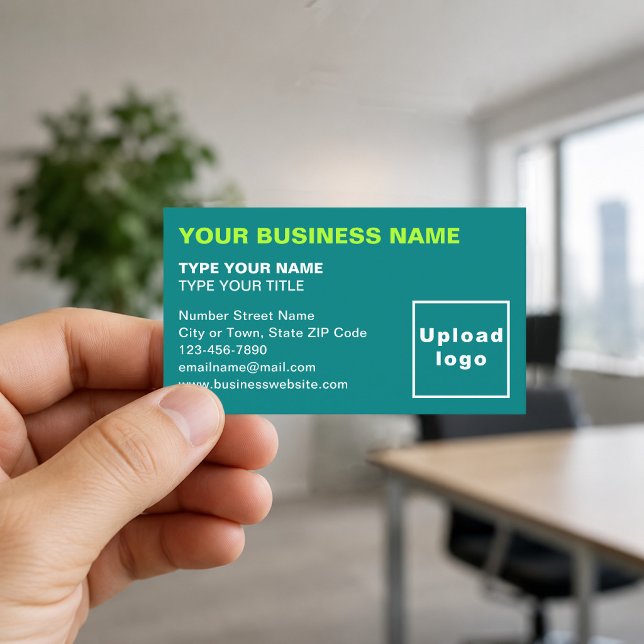 Carte de visite sarcelle verte alignée à gauche (Front of the business card)