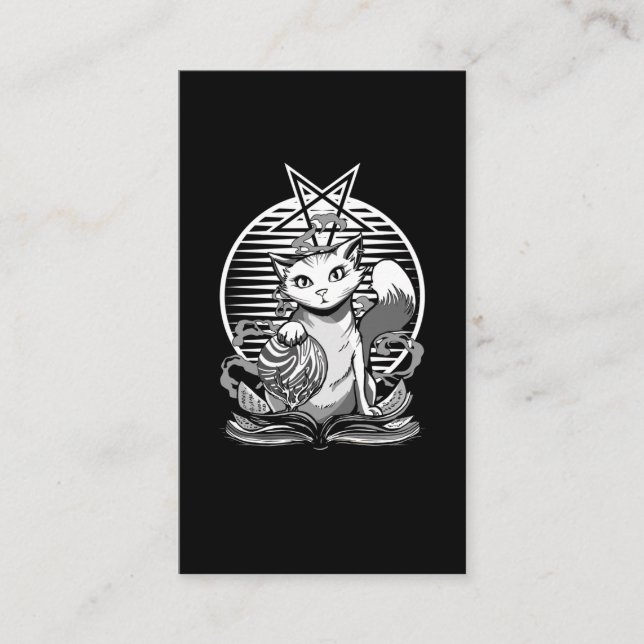 Carte De Visite Satan Cat Fortune Teller Witchy Goth Kitten (Devant)